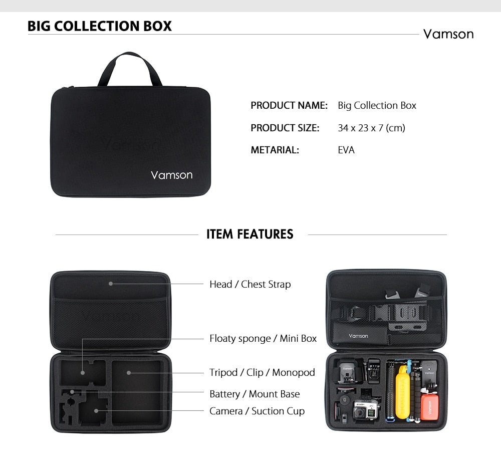 Vamson Action camera Accessories Set