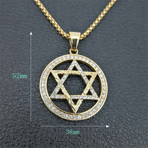 Star of David Pendants Necklace Gold Color Stainless Steel