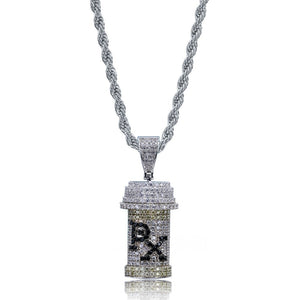 Hip Hop Detachable Medicine Bottle Pendant Necklace Jewelry Gold Silver Color Cubic Zircon