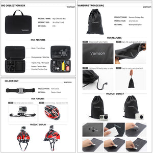 Vamson Action camera Accessories Set