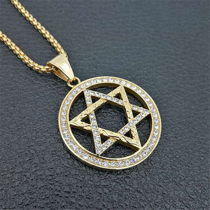 Star of David Pendants Necklace Gold Color Stainless Steel