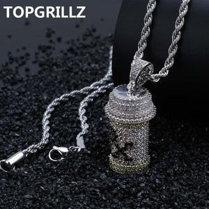 Hip Hop Detachable Medicine Bottle Pendant Necklace Jewelry Gold Silver Color Cubic Zircon