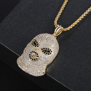 Hip Hop  CZ Stone Paved Bling Ice Out  GoonSki Mask Pendants Necklace