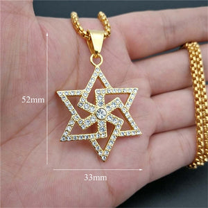 Star of David Pendants Necklace Gold Color Stainless Steel